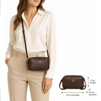 BOLSA CROSSBODY TRANSVERSAL MARROM CAFÉ COM LOGO XW10379 TOMMY HILFIGER