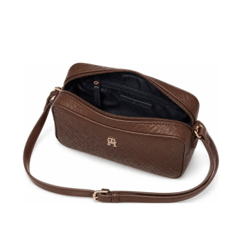 BOLSA CROSSBODY TRANSVERSAL MARROM CAFÉ COM LOGO XW10379 TOMMY HILFIGER