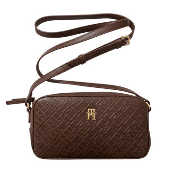 BOLSA CROSSBODY TRANSVERSAL MARROM CAFÉ COM LOGO XW10379 TOMMY HILFIGER