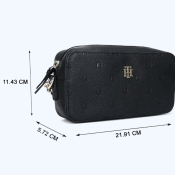 BOLSA CROSSBODY TRANSVERSAL PRETA LOGO XW07155 TOMMY HILFIGER