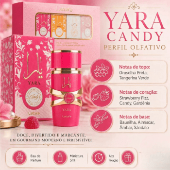 KIT DE MINIATURAS DE PERFUMES LATTAFA YARA 4 FRAGRÂNCIAS ICÔNICAS