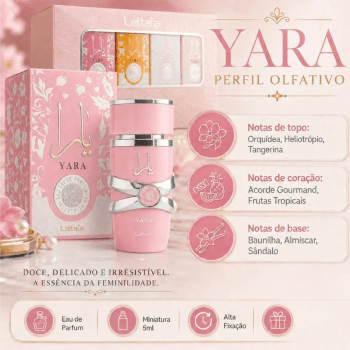 KIT DE MINIATURAS DE PERFUMES LATTAFA YARA 4 FRAGRÂNCIAS ICÔNICAS