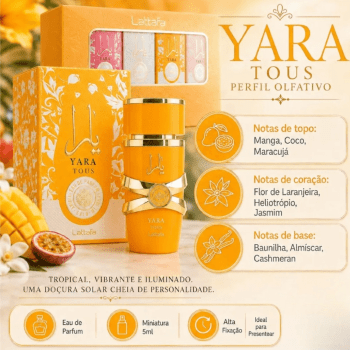 KIT DE MINIATURAS DE PERFUMES LATTAFA YARA 4 FRAGRÂNCIAS ICÔNICAS