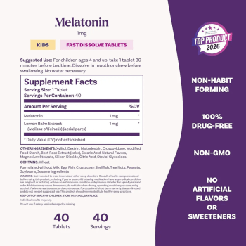SUPLEMENTO MELATONINA KIDS 1MG NATROL 40 COMPRIMIDOS SUBLINGUAL