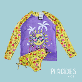 BIQUINI INFANTIL VERÃO COM MANGA LONGA E PROTEÇÃO UV ALOHA WOW