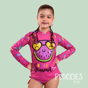 BIQUINI INFANTIL VERÃO COM MANGA LONGA E PROTEÇÃO UV HELLO SUMMER