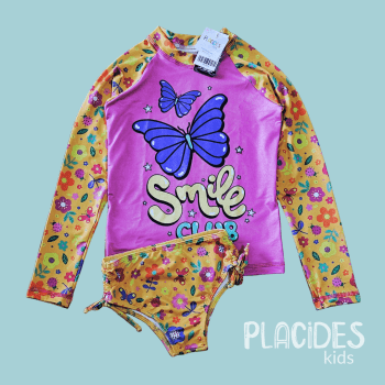 BIQUINI INFANTIL VERÃO COM MANGA LONGA E PROTEÇÃO UV SMILE CLUB