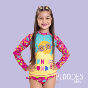 BIQUINI INFANTIL VERÃO COM MANGA LONGA E PROTEÇÃO UV SUNDAY FUNDAY
