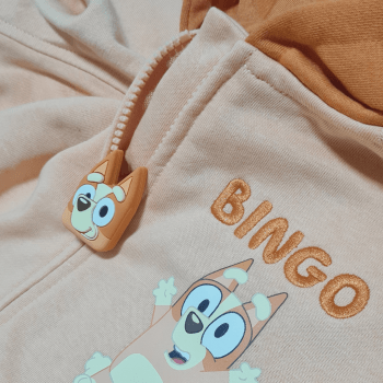 BLUSA JAQUETA MANGA LONGA INFANTIL BBC STUDIOS BINGO ORELHAS 3D LARANJA