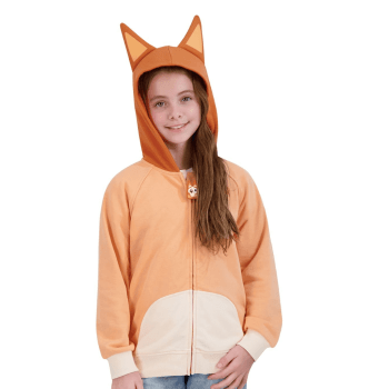 BLUSA JAQUETA MANGA LONGA INFANTIL BBC STUDIOS BINGO ORELHAS 3D LARANJA