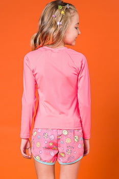 BLUSA LISA MANGA LONGA INFANTIL KUKIE ALTO VERÃO COM PROTEÇÃO UV