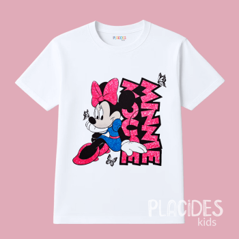 BLUSA T-SHIRT MANGA CURTA INFANTIL BRANCA MINNIE 3