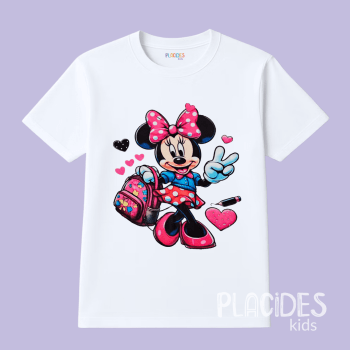 BLUSA T-SHIRT MANGA CURTA INFANTIL BRANCA MINNIE 4