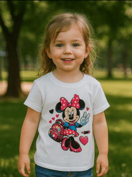 BLUSA T-SHIRT MANGA CURTA INFANTIL BRANCA MINNIE 4 BLUSA T-SHIRT MANGA CURTA INFANTIL BRANCA MINNIE 4