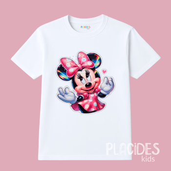 BLUSA T-SHIRT MANGA CURTA INFANTIL BRANCA MINNIE 5