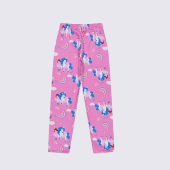 CALÇA LEGGING INFANTIL ROHMI INVERNO COM TECIDO PELUCIADO ROSA UNICORNIO BAILARINA