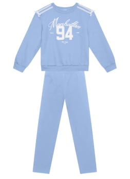 CONJUNTO INFANTIL BRANDILI MOLETOM PELUCIADO AZUL MANHATTAN
