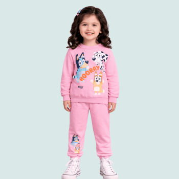 CONJUNTO INFANTIL BRANDILI MOLETOM PELUCIADO ROSA BLUEY