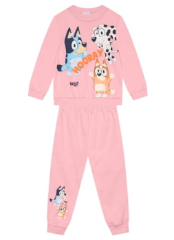 CONJUNTO INFANTIL BRANDILI MOLETOM PELUCIADO ROSA BLUEY