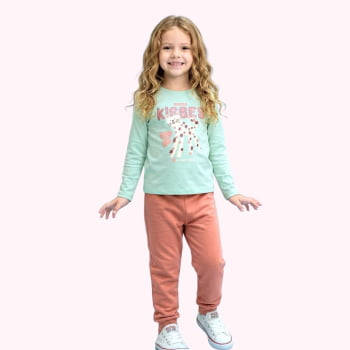 CONJUNTO INFANTIL BRANDILI MOLETOM PELUCIADO GATINHA KISSES