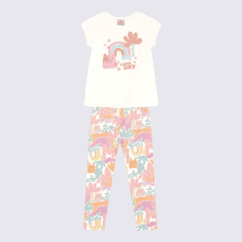 CONJUNTO INFANTIL GATINHA ARCO IRIS HAPPY DAY BRANDILI