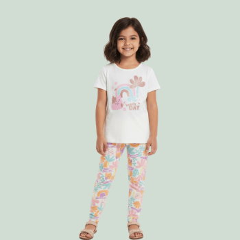 CONJUNTO INFANTIL GATINHA ARCO IRIS HAPPY DAY BRANDILI