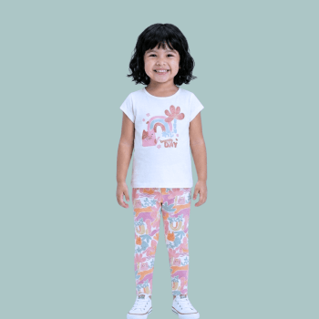 CONJUNTO INFANTIL GATINHA ARCO IRIS HAPPY DAY BRANDILI