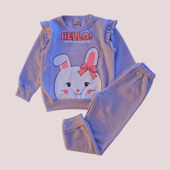 CONJUNTO INFANTIL ROHMI INVERNO COM TECIDO PELUCIADO COELHINHA LILAS