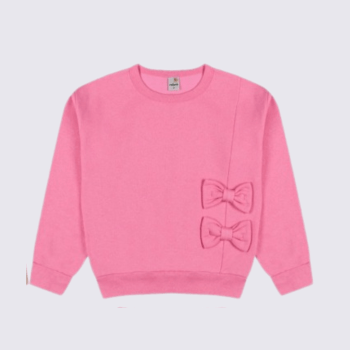 CONJUNTO INFANTIL ROHMI INVERNO COM TECIDO PELUCIADO ROSA LACINHOS