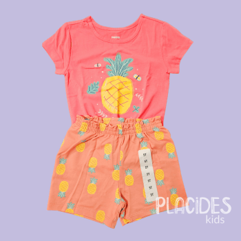 CONJUNTO INFANTIL VERÃO CORAL ABACAXI PEKKLE