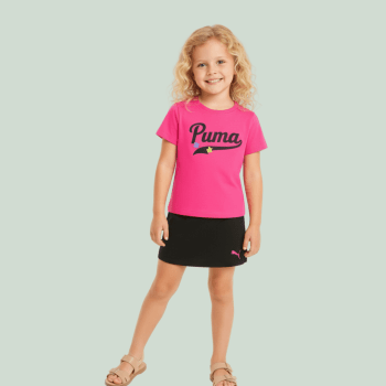 CONJUNTO INFANTIL VERÃO ESPORTIVO PUMA PRETO COM ROSA PINK