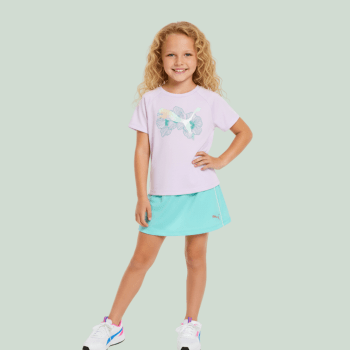 CONJUNTO INFANTIL VERÃO ESPORTIVO PUMA TURQUESA COM LILÁS