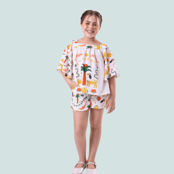CONJUNTO INFANTIL VERÃO MAYA COM ESTAMPA BICHOS DA AMAZONIA