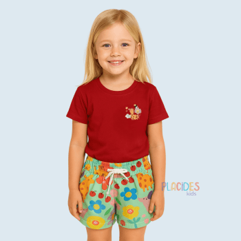 CONJUNTO INFANTIL VERÃO VERMELHO COM VERDE GIRAFINHA