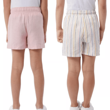 KIT INFANTIL COM 2 BERMUDINHAS EM LINHO ROSA E OFF LISTRADINHO 32º DEGREEZ COOL