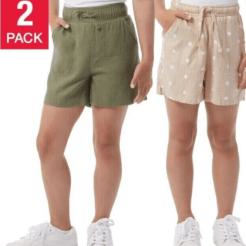 KIT INFANTIL COM 2 BERMUDINHAS EM LINHO VERDE E BEGE DE BOLINHAS 32º DEGREEZ COOL