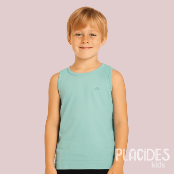 CAMISETA REGATA BASICA INFANTIL VERÃO VERDE ÁGUA MARINHA LISA