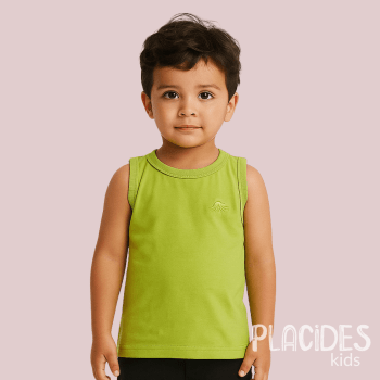 CAMISETA REGATA BASICA INFANTIL VERÃO VERDE LIMA LISA
