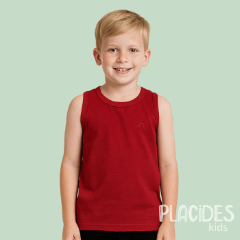 CAMISETA REGATA BASICA INFANTIL VERÃO VERMELHA LISA