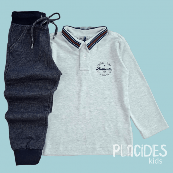 CONJUNTO INFANTIL LUC.BOO INVERNO GOLA POLO CINZA