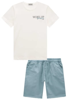 CONJUNTO INFANTIL LUCBOO PRIMAVERA VERÃO AZUL WOKE UP GREAT