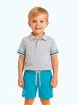 CONJUNTO INFANTIL LUCBOO PRIMAVERA VERÃO GOLA POLO E BERMUDA AZUL CONJUNTO INFANTIL LUCBOO PRIMAVERA VERÃO GOLA POLO E BERMUDA AZUL