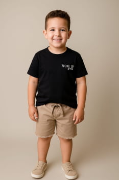 CONJUNTO INFANTIL LUCBOO PRIMAVERA VERÃO CARAMELO WOKE UP  GREAT