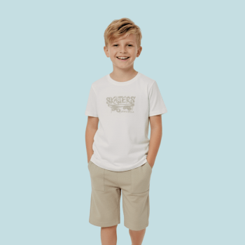 CONJUNTO INFANTIL OFF WHITE COM BEGE SKATERS URBAN STYLE BRANDILI