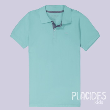 CONJUNTO INFANTIL OGOCHI CALÇA E CAMISA GOLA POLO SLIM VERDE PETROLEO LISA