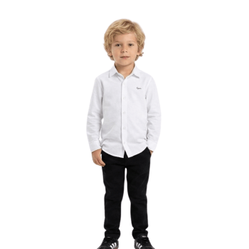CONJUNTO INFANTIL OGOCHI CALÇA E CAMISA SOCIAL BRANCA MANGA LONGA