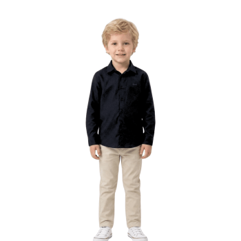 CONJUNTO INFANTIL OGOCHI CALÇA E CAMISA SOCIAL PRETA MANGA LONGA