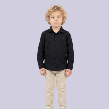 CONJUNTO INFANTIL OGOCHI CALÇA E CAMISA SOCIAL PRETA MANGA LONGA