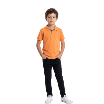CONJUNTO INFANTIL OGOCHI CALÇA E CAMISA GOLA POLO SLIM LARANJA