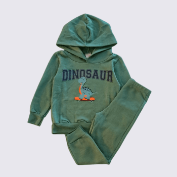 CONJUNTO INFANTIL ROHMI INVERNO COM TECIDO PELUCIADO DINOSSAUROS VERDE